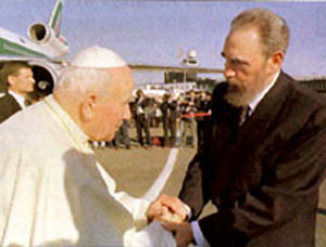 Castro receives John Paul II in Cuba