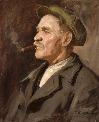 retrato de hombre fumando cigarro