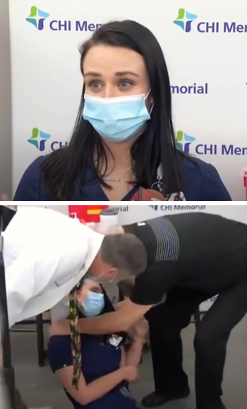 Nurse faints after taking vaccine