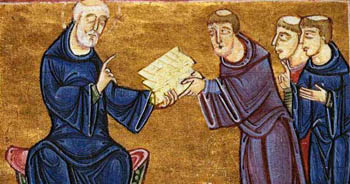 el santo hablando con el monje